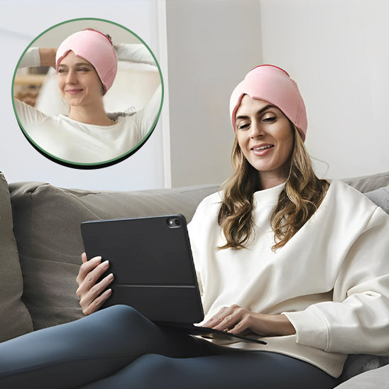 Masque_anti_migraine_chaud_froid_HeadRelief_rose_D_tente_et_lecture_confortable.jpg soulagement migraine SereniCap