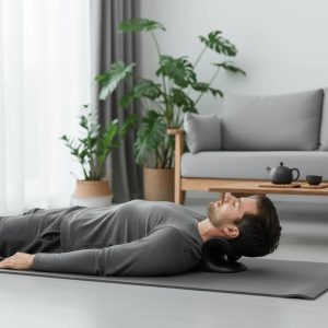 homme-utilisant-appareil-traction-cervicale-noir.jpg appareil de traction cervicale Calmazen