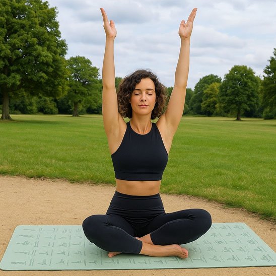 tapis_de_yoga_posture_bras_leves_vert.jpg pratique de yoga en extérieur
